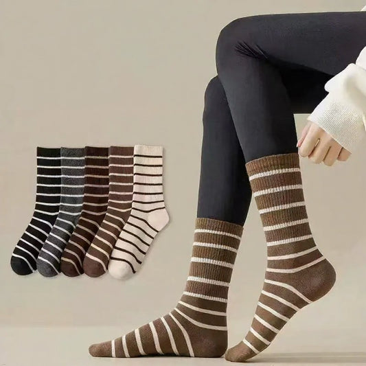 Retro-Streifen-Baumwollsocken (5 Paar) - Mehrfarbig - EU36-41 (US3-7,5) - image 0