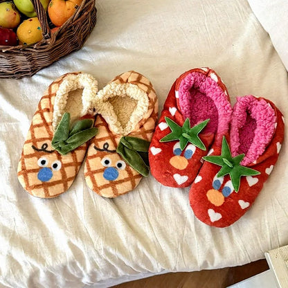 Hausschuhe mit Tomatenblütenmuster aus Korallenvlies - image 6
