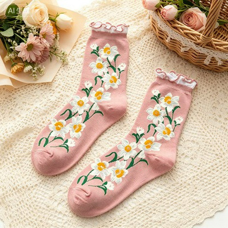 Daisy Rüschen-Socken für den Alltag (5 Paar) - Rosa - EU35-40 (US2-7) - image 2