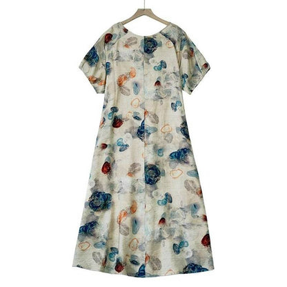 Lässiges Maxikleid mit Aquarellblumenmuster - image 1