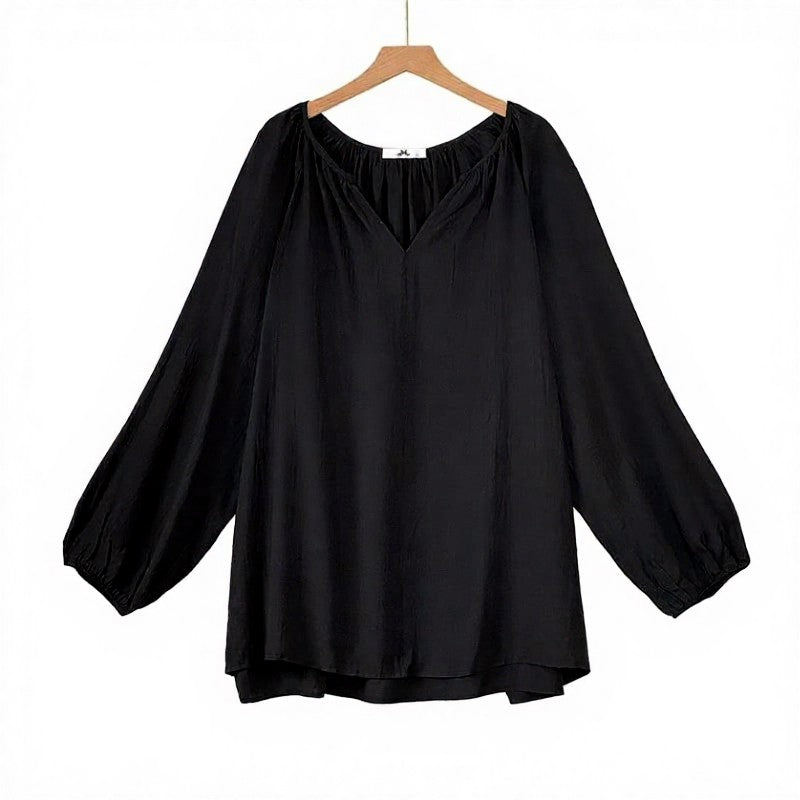 Elegante Bluse mit Raffungen, V-Ausschnitt und Laternenärmeln - Oberteil + Hose Set - 6XL - image 0