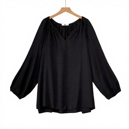 Elegante Bluse mit Raffungen, V-Ausschnitt und Laternenärmeln - Oberteil + Hose Set - 6XL - image 0