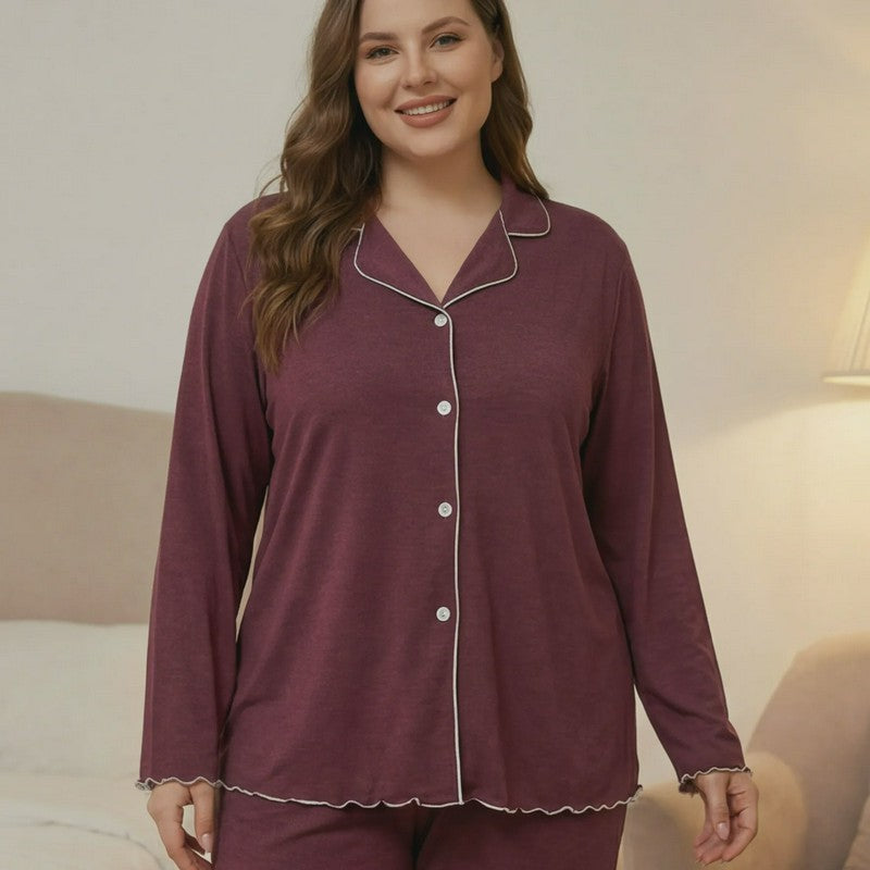 Klassisches einfarbiges Pyjama-Set - image 2