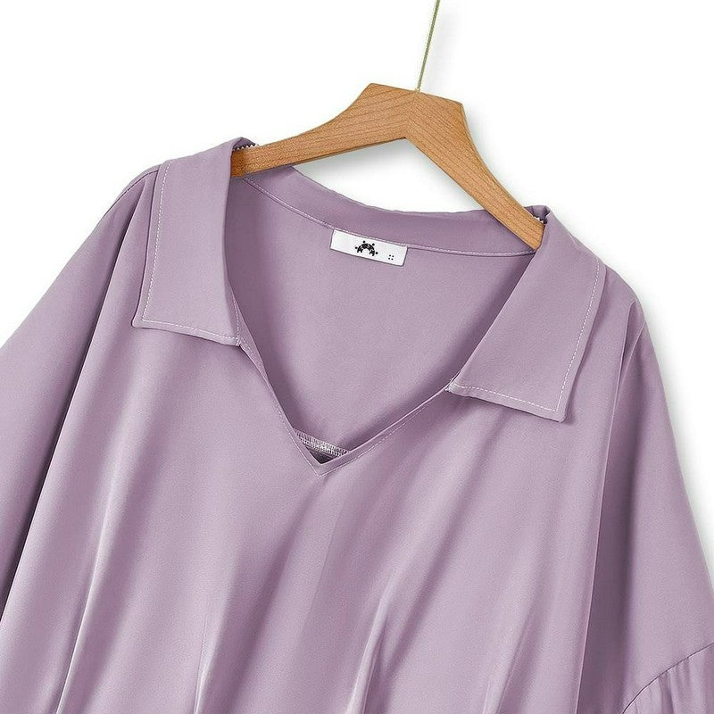 Drapierte Bluse mit V-Ausschnitt und lockerer Passform - image 2