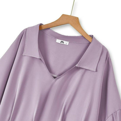 Drapierte Bluse mit V-Ausschnitt und lockerer Passform - image 2