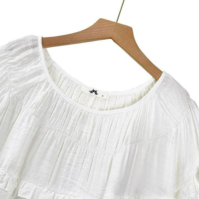 Bluse aus geknittertem Viskose-Mischgewebe mit Rüschenpasse - image 4